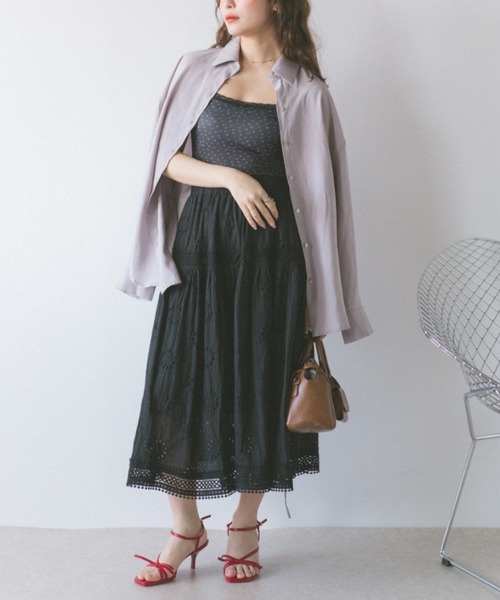 ECREL（エクレール）の「フラワーレースキャミソール/カップ付き（キャミソール・レディース・アイボリー/ブラック/ライトブルー・FREE）」の12枚目の写真