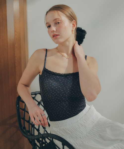 ECREL（エクレール）の「フラワーレースキャミソール/カップ付き（キャミソール・レディース・アイボリー/ブラック/ライトブルー・FREE）」の17枚目の写真