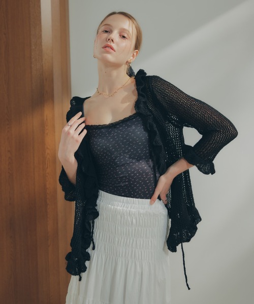 ECREL（エクレール）の「フラワーレースキャミソール/カップ付き（キャミソール・レディース・アイボリー/ブラック/ライトブルー・FREE）」の18枚目の写真