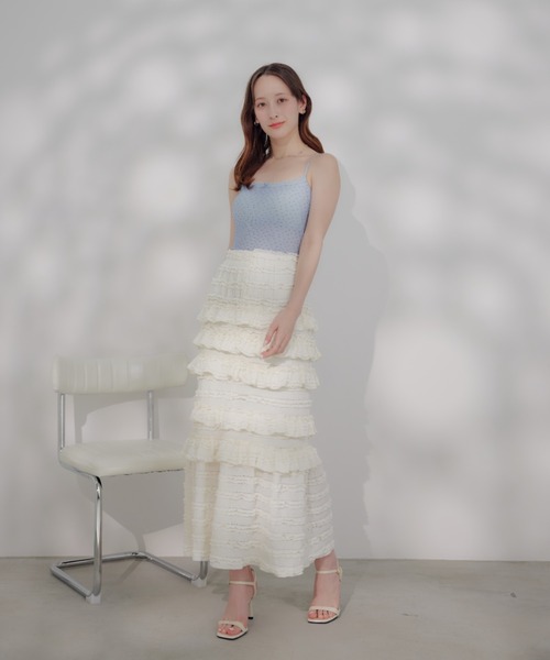 ECREL（エクレール）の「フラワーレースキャミソール/カップ付き（キャミソール・レディース・アイボリー/ブラック/ライトブルー・FREE）」の14枚目の写真