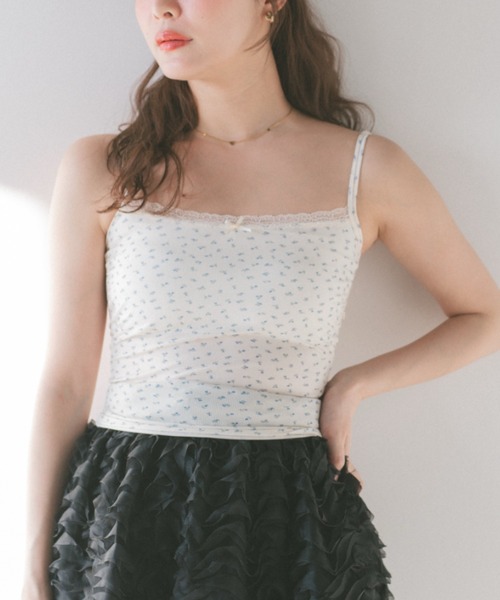 ECREL（エクレール）の「フラワーレースキャミソール/カップ付き（キャミソール・レディース・アイボリー/ブラック/ライトブルー・FREE）」の22枚目の写真