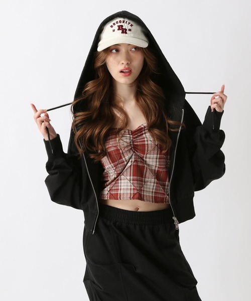 FOREVER 21（フォーエバー トゥエンティーワン）の「【2025SS】裏毛ジップフーディー（パーカー・レディース・グレー/ブラック・FREE）」の8枚目の写真