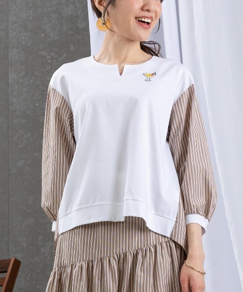 ストライプ切替プルオーバー（Tシャツ/カットソー）｜STUDIO PICONE 