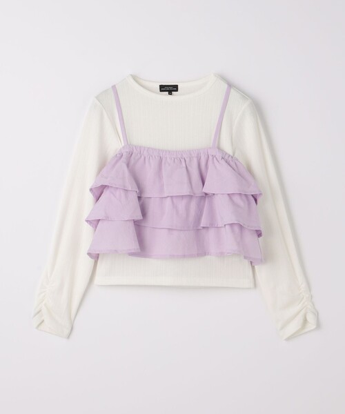 green label relaxing(グリーンレーベルリラクシング)の「ジャカードキャミ+ロンTセット / キッズ 100cm-130cm(Tシャツ/カットソー・キッズ・ライム/ライラック・130cm/100cm/110cm/120cm)」の2枚目の写真