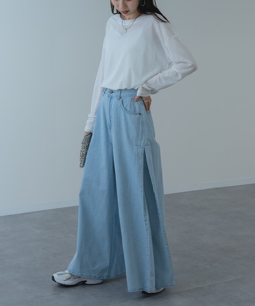 refinedworks（リファインドワークス）の「【refinedworks】オールシーズン 通して使いやすい シアー 素材 の ロンT（Tシャツ/カットソー・レディース・ホワイト/ライトブルー/ブラック/イエロー・FREE）」の11枚目の写真