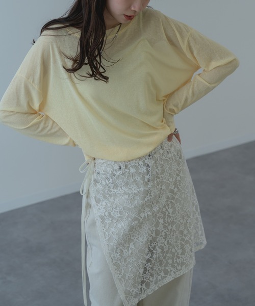 refinedworks（リファインドワークス）の「【refinedworks】オールシーズン 通して使いやすい シアー 素材 の ロンT（Tシャツ/カットソー・レディース・ホワイト/ライトブルー/ブラック/イエロー・FREE）」の16枚目の写真