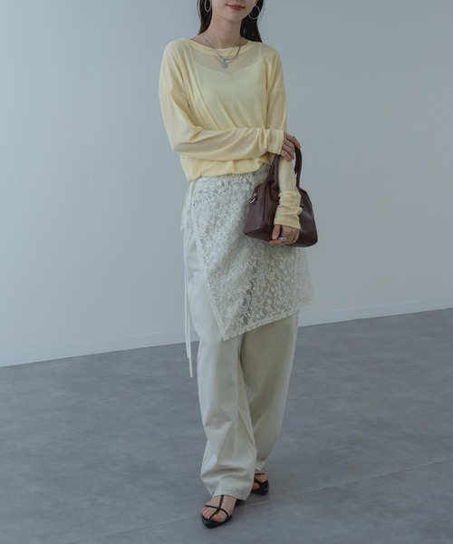 refinedworks（リファインドワークス）の「【refinedworks】オールシーズン 通して使いやすい シアー 素材 の ロンT（Tシャツ/カットソー・レディース・ホワイト/ライトブルー/ブラック/イエロー・FREE）」の17枚目の写真