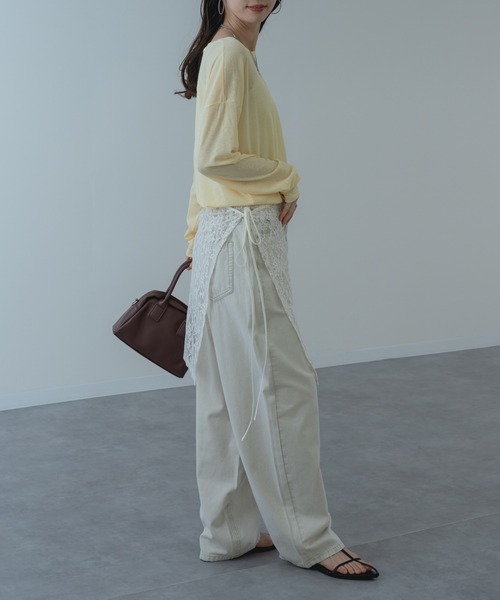 refinedworks（リファインドワークス）の「【refinedworks】オールシーズン 通して使いやすい シアー 素材 の ロンT（Tシャツ/カットソー・レディース・ホワイト/ライトブルー/ブラック/イエロー・FREE）」の15枚目の写真