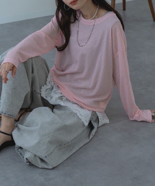 refinedworks（リファインドワークス）の「【refinedworks】オールシーズン 通して使いやすい シアー 素材 の ロンT（Tシャツ/カットソー・レディース・ホワイト/ライトブルー/ブラック/イエロー・FREE）」の20枚目の写真