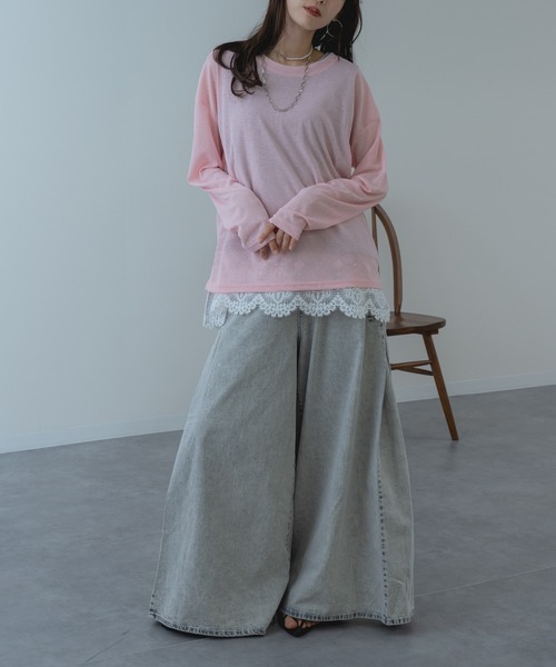 refinedworks（リファインドワークス）の「【refinedworks】オールシーズン 通して使いやすい シアー 素材 の ロンT（Tシャツ/カットソー・レディース・ホワイト/ライトブルー/ブラック/イエロー・FREE）」の22枚目の写真