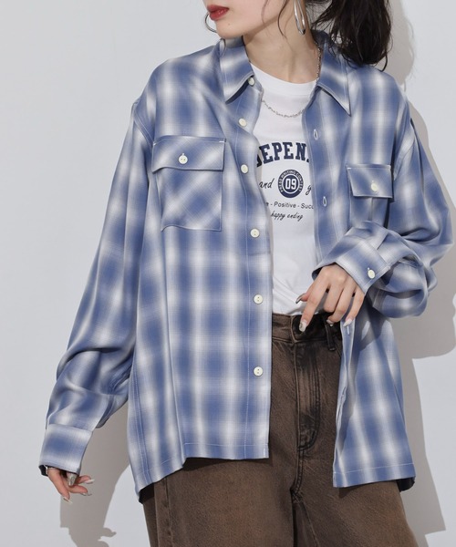BIG MIKE Rayon Ombre Check Shirts レーヨン混合オンブレチェック