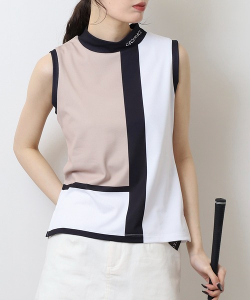 CECIL McBEE(セシルマクビー)の「カラーブロック ノースリーブモックネックシャツ(Tシャツ/カットソー・レディース・グレー/ベージュ・1(S)/2(M)/3(L))」の9枚目の写真