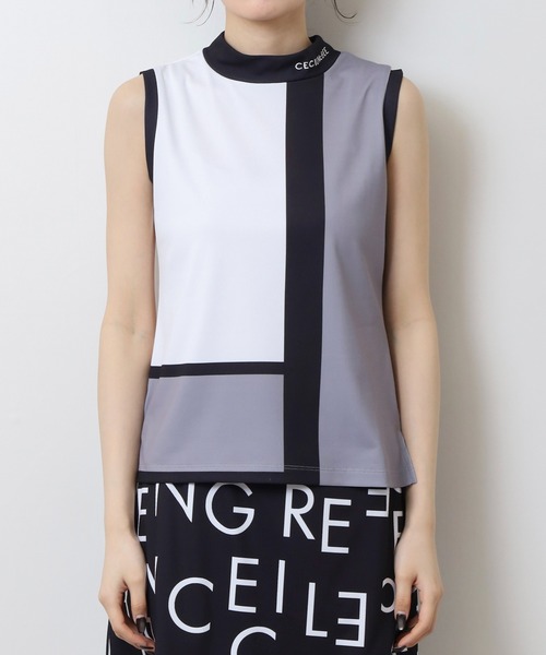 CECIL McBEE(セシルマクビー)の「カラーブロック ノースリーブモックネックシャツ(Tシャツ/カットソー・レディース・グレー/ベージュ・1(S)/2(M)/3(L))」の11枚目の写真