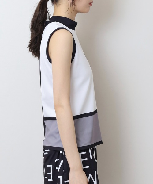 CECIL McBEE(セシルマクビー)の「カラーブロック ノースリーブモックネックシャツ(Tシャツ/カットソー・レディース・グレー/ベージュ・1(S)/2(M)/3(L))」の13枚目の写真