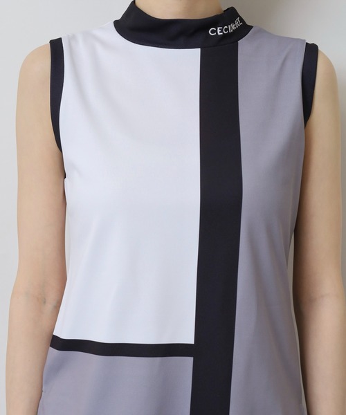 CECIL McBEE(セシルマクビー)の「カラーブロック ノースリーブモックネックシャツ(Tシャツ/カットソー・レディース・グレー/ベージュ・1(S)/2(M)/3(L))」の16枚目の写真