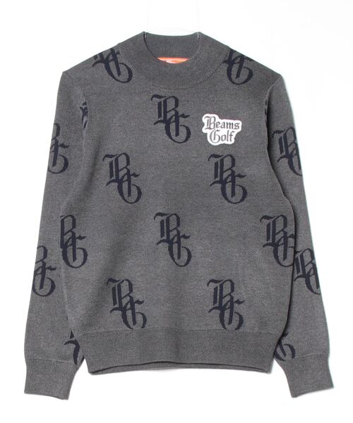 BEAMS GOLF（ビームスゴルフ）の「ビームスゴルフ  〈WOMEN〉ORANGE LABEL / NYロゴ 総柄 ニット（ニット/セーター・レディース・ネイビー/グレー・M/L）」の2枚目の写真