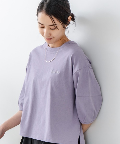 C17(シーセブンティーン)の「【C17/シーセブンティーン】5分袖 刺繍バルーンスリーブTシャツ(Tシャツ/カットソー・レディース・ホワイト/ブラック/イエロー/ライトパープル・MEDIUM/LARGE)」の4枚目の写真