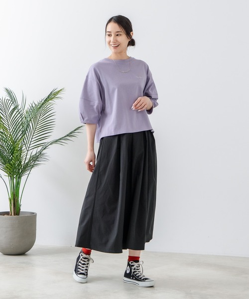 C17(シーセブンティーン)の「【C17/シーセブンティーン】5分袖 刺繍バルーンスリーブTシャツ(Tシャツ/カットソー・レディース・ホワイト/ブラック/イエロー/ライトパープル・MEDIUM/LARGE)」の9枚目の写真