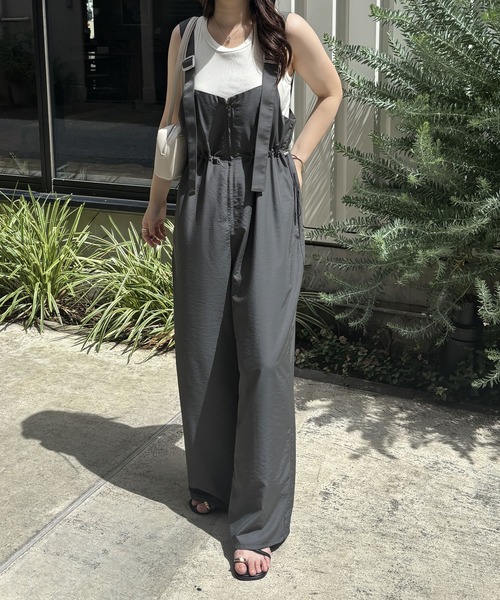 セール】フロントジップミリタリーワイドサロペット（サロペット