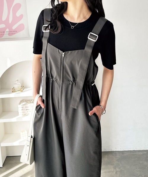 GeeRA(ジーラ)の「フロントジップミリタリーワイドサロペット(サロペット/オーバーオール・レディース・チャコール/ブラック・LARGE/MEDIUM)」の15枚目の写真