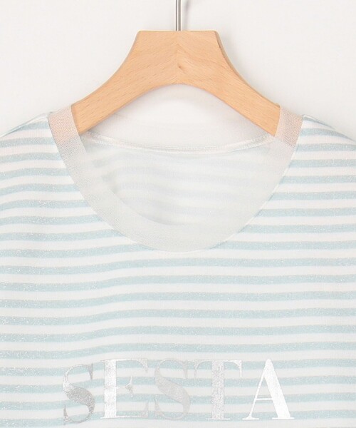 MICO COULIER（ミコクリエ）の「ラメボーダーロゴT（Tシャツ/カットソー・レディース・グレー系その他/ブルー系その他・38）」の8枚目の写真