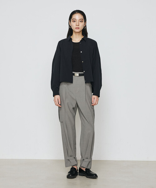 Gabardine K.T(ギャバジンケーティー)の「ストレッチタフタ シャツブルゾン(ブルゾン・レディース・ネイビー/ライトグレー・9号)」の3枚目の写真