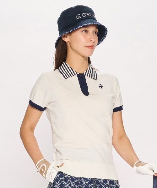 le coq sportif GOLF(ルコックスポルティフゴルフ)の「ニット半袖シャツ(ニット/セーター・レディース・ホワイト/グリーン/レッド/ネイビー・3L/M/XL/S/L)」の5枚目の写真