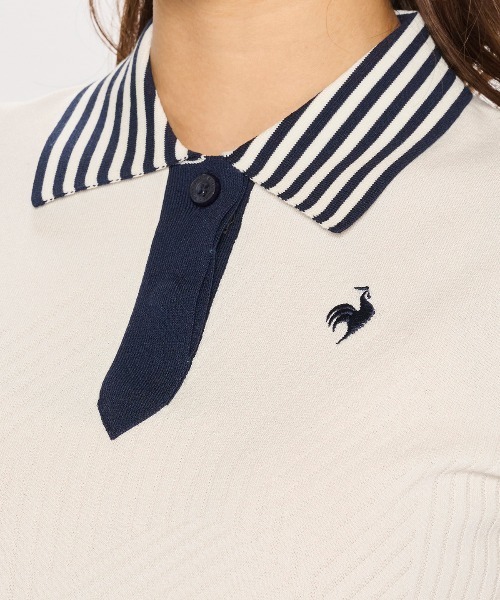 le coq sportif GOLF(ルコックスポルティフゴルフ)の「ニット半袖シャツ(ニット/セーター・レディース・ホワイト/グリーン/レッド/ネイビー・3L/M/XL/S/L)」の7枚目の写真