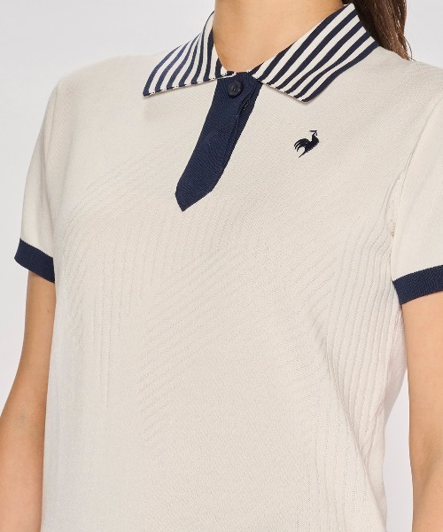 le coq sportif GOLF(ルコックスポルティフゴルフ)の「ニット半袖シャツ(ニット/セーター・レディース・ホワイト/グリーン/レッド/ネイビー・3L/M/XL/S/L)」の8枚目の写真