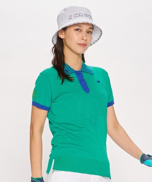 le coq sportif GOLF(ルコックスポルティフゴルフ)の「ニット半袖シャツ(ニット/セーター・レディース・ホワイト/グリーン/レッド/ネイビー・3L/M/XL/S/L)」の16枚目の写真