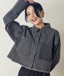 MILLION CARATS | ビッグカフス×ショート丈の最旬デニムシャツで抜け感コーデ!デニムビックカフスショートシャツ(シャツ/ブラウス)