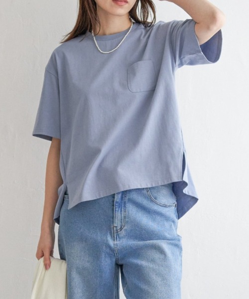 ikka(イッカ)の「【プチプラ1990円(税抜)】コットンUSA半袖ポケットTシャツ(Tシャツ/カットソー・レディース・ホワイト/ブラック/スカイブルー/オフホワイト/グレー/クリアイエロー・M/L/S)」の5枚目の写真