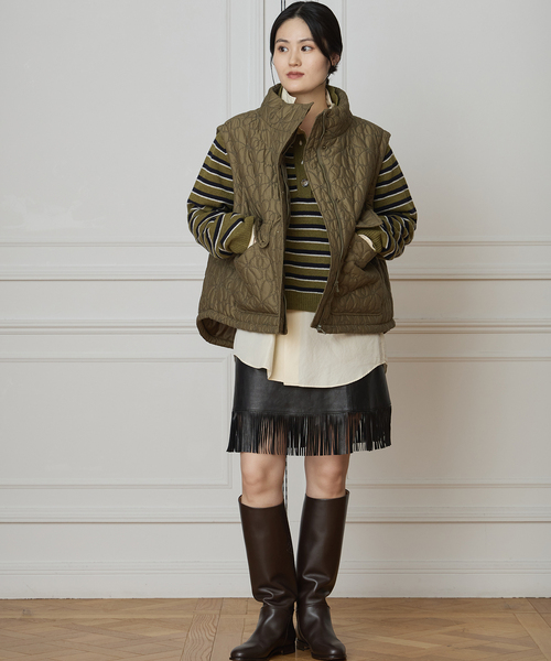 IENA LA BOUCLE（イエナラブークル）の「IENA LA BOUCLE レザーフリンジミニスカート（スカート・レディース・キャメル/ブラック・36/38）」の4枚目の写真