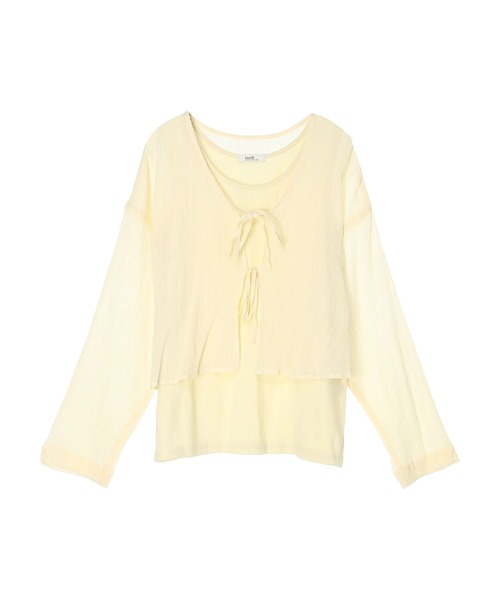 earth music&ecology（アースミュージックアンドエコロジー）の「【WEB限定/セットアイテム】SET2点クレープリボンブラウス＋インナー（カーディガン/ボレロ・レディース・ライトブルー/ミント/イエロー・FREE）」の20枚目の写真