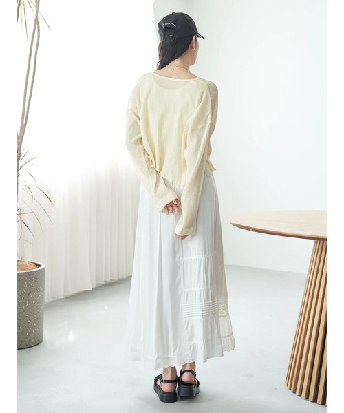 earth music&ecology（アースミュージックアンドエコロジー）の「【WEB限定/セットアイテム】SET2点クレープリボンブラウス＋インナー（カーディガン/ボレロ・レディース・ライトブルー/ミント/イエロー・FREE）」の10枚目の写真