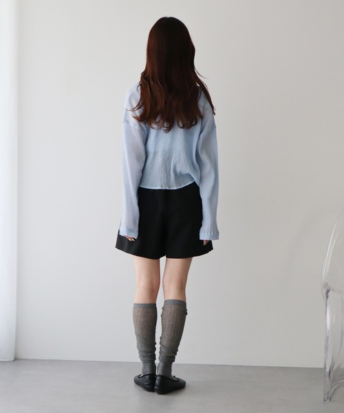 earth music&ecology（アースミュージックアンドエコロジー）の「【WEB限定/セットアイテム】SET2点クレープリボンブラウス＋インナー（カーディガン/ボレロ・レディース・ライトブルー/ミント/イエロー・FREE）」の19枚目の写真