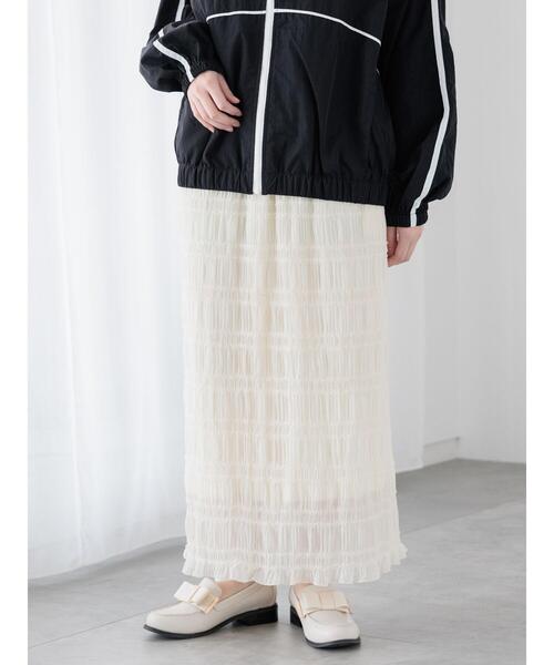 Te chichi TERRASSE(テチチテラス)の「シャーリングナロースカート(スカート・レディース・グリーン/ブラック/オフホワイト・F)」の1枚目の写真