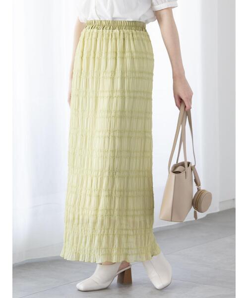 Te chichi TERRASSE(テチチテラス)の「シャーリングナロースカート(スカート・レディース・グリーン/ブラック/オフホワイト・F)」の3枚目の写真