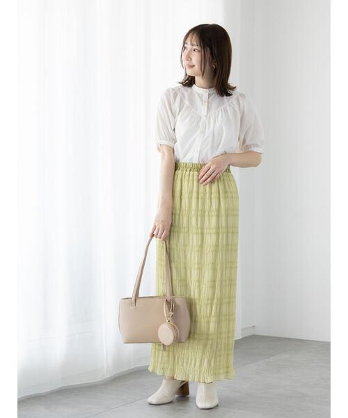 Te chichi TERRASSE(テチチテラス)の「シャーリングナロースカート(スカート・レディース・グリーン/ブラック/オフホワイト・F)」の18枚目の写真