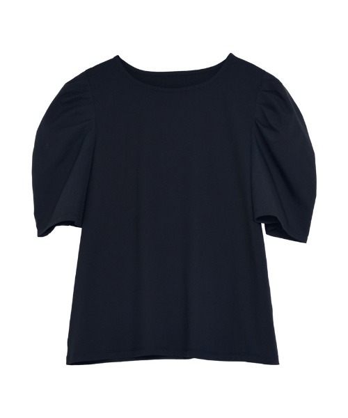 Re:EDIT（リエディ）の「[接触冷感]異素材切り替えタックパフスリーブTシャツ（Tシャツ/カットソー・レディース・ブラック/ホワイト・MEDIUM/LARGE）」の16枚目の写真