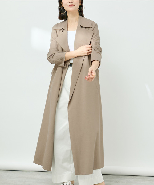 HARRIS WHARF LONDON(ハリスワーフロンドン)の「HARRIS WHARF LONDON ハリス・ワーフ・ロンドン Woman Long Trench(トレンチコート・レディース・ベージュ・SMALL)」の18枚目の写真