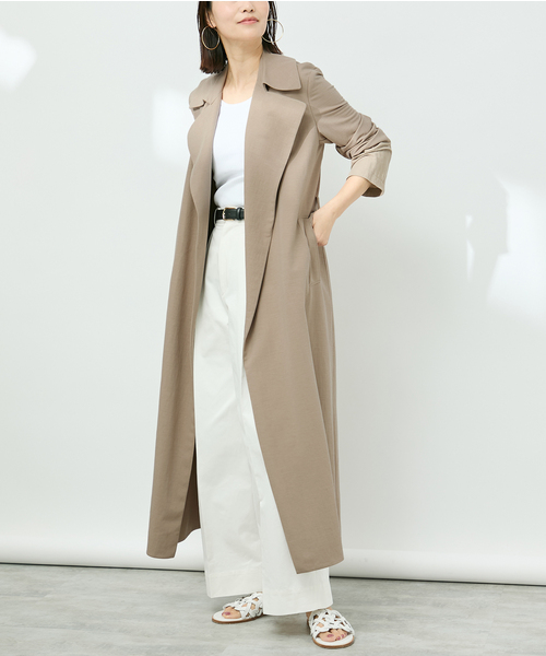 HARRIS WHARF LONDON(ハリスワーフロンドン)の「HARRIS WHARF LONDON ハリス・ワーフ・ロンドン Woman Long Trench(トレンチコート・レディース・ベージュ・SMALL)」の19枚目の写真