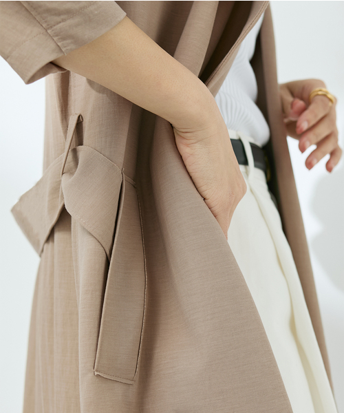 HARRIS WHARF LONDON(ハリスワーフロンドン)の「HARRIS WHARF LONDON ハリス・ワーフ・ロンドン Woman Long Trench(トレンチコート・レディース・ベージュ・SMALL)」の20枚目の写真