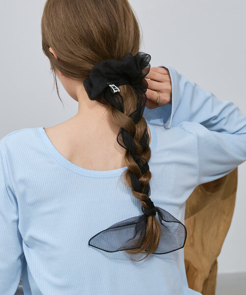 Kastane（カスタネ）の「【fiw.】シアーリボンシュシュ（シュシュ・レディース・ブラック/ホワイト・FREE）」の12枚目の写真