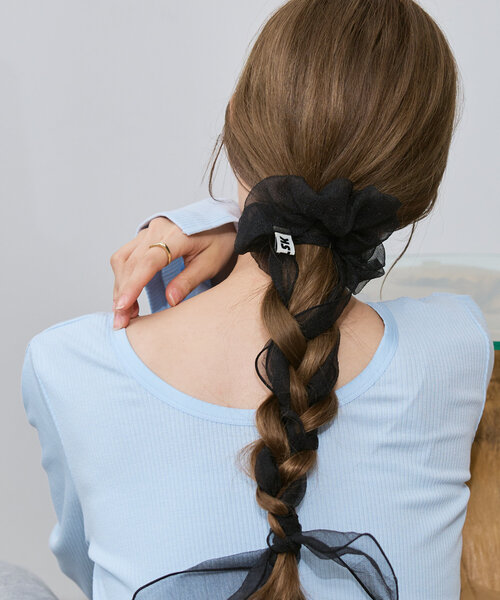 Kastane（カスタネ）の「【fiw.】シアーリボンシュシュ（シュシュ・レディース・ブラック/ホワイト・FREE）」の13枚目の写真