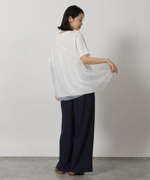 LAKOLE（ラコレ）の「アシメドッキングT / 328667（Tシャツ/カットソー・レディース・オフホワイト/ネイビー/ブラック・FREE）」の8枚目の写真