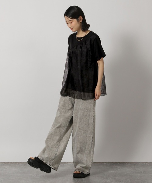 LAKOLE（ラコレ）の「アシメドッキングT / 328667（Tシャツ/カットソー・レディース・オフホワイト/ネイビー/ブラック・FREE）」の5枚目の写真