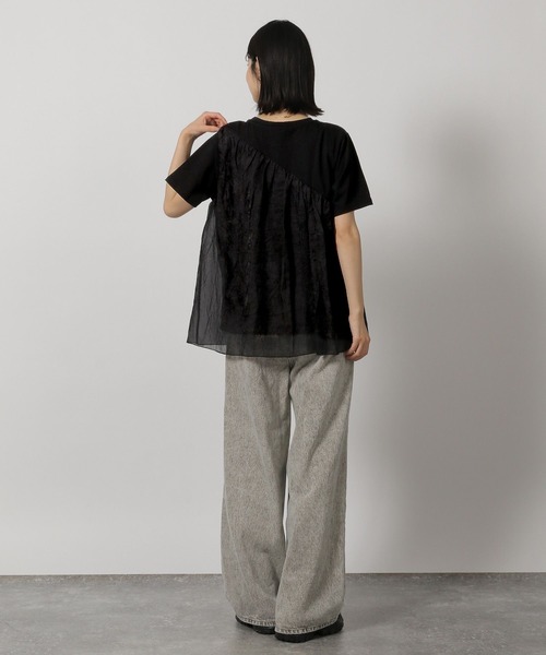 LAKOLE（ラコレ）の「アシメドッキングT / 328667（Tシャツ/カットソー・レディース・オフホワイト/ネイビー/ブラック・FREE）」の4枚目の写真