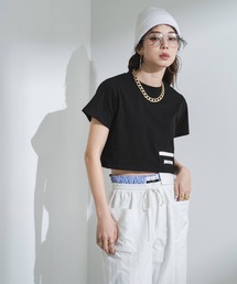 ペイントショート丈カットソー バイカラー」に該当するTシャツ/カットソー（ショート丈