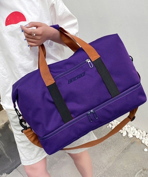 Miniministore(ミニミニストア)の「トラベルバッグ大容量旅行 ボストンバッグ(トートバッグ・レディース・ブラック/ベージュ/ネイビー/グレー/カーキ/オレンジ/パープル・FREE)」の6枚目の写真